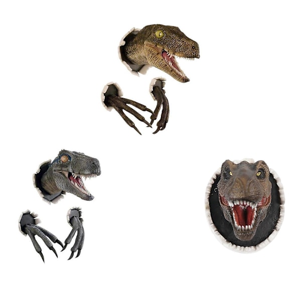 Dinosaurieväggskulpturer 3D Resin T-rex Väggmonterade Tyrannosaurus Statyer, 100% Nya Black