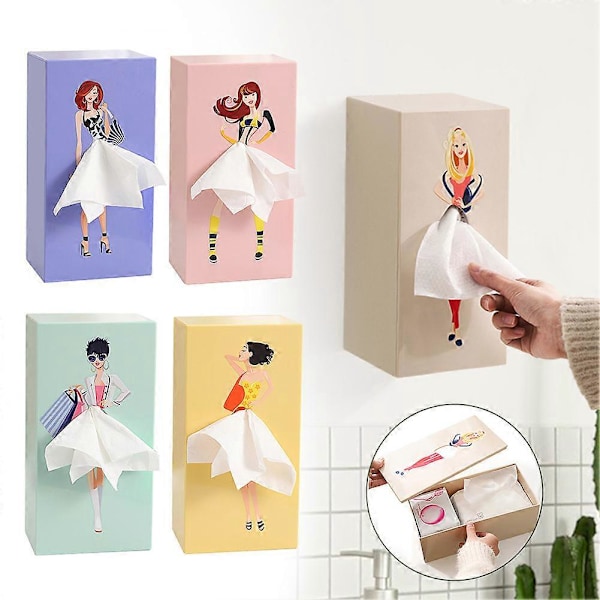 Novel Tissue Box Hållare Dam Flygande Kjol Design Bords Tissue Box Hållare för Kök Matsal C