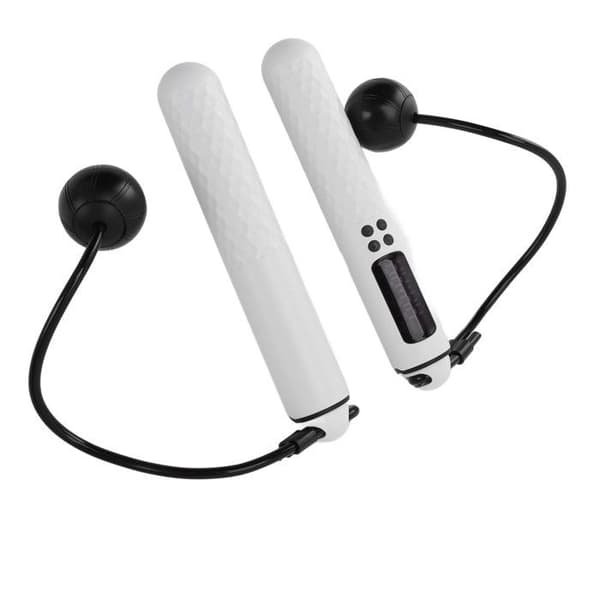Vektet hoppetau, oppladbart og trådløst, ideelt for trening, for menn, kvinner og barn, hvitt