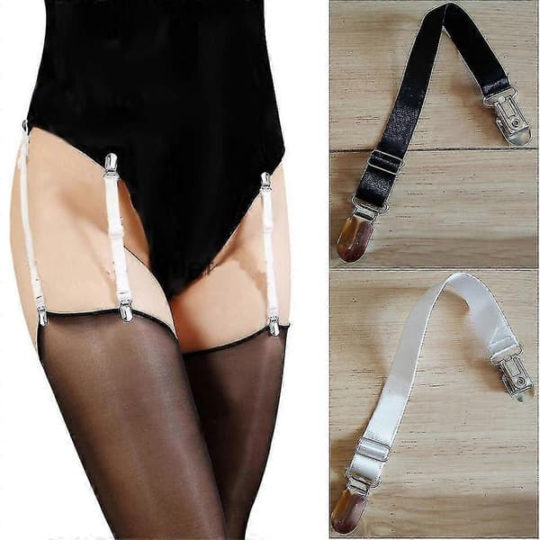 Dame Sexy Strømpebånd Belte Lårhøye Strømper Stropper Metall Strømpeholdere White 1pcs