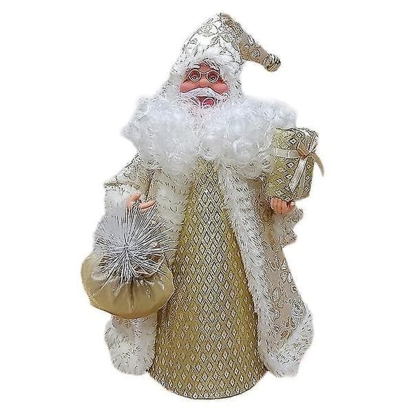 32 cm realistisk julemandsfigur med LED-belysning, julepynt, plysdukke