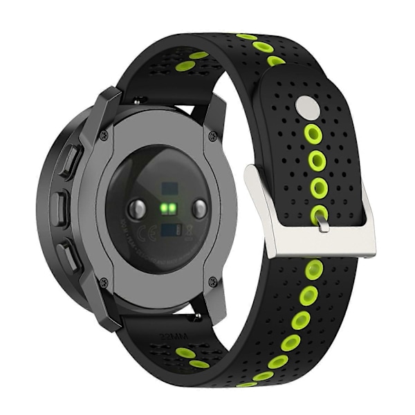 Farverig hul silikonerem til Suunto 9 Peak Black Lime Green