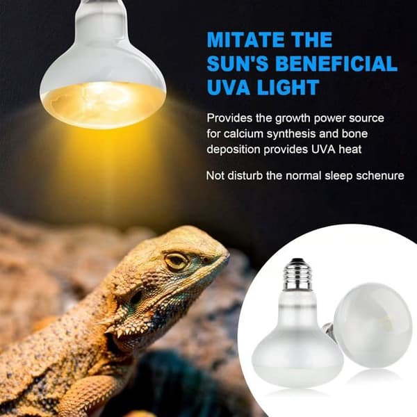 Krybdyrvarmelampe - 2 Stykker - Sølvglas - UVA UVB E27 50W - Til Skildpadder, Firben og Slanger