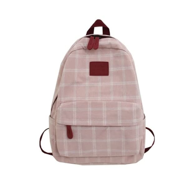 Rygsæk til kvinder, Throwback Plaid, Pink, 30*14*45 cm
