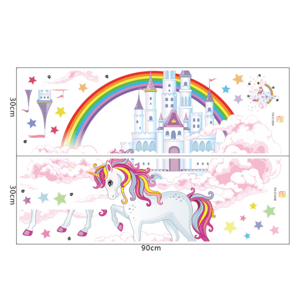 Regnbågslott Unicorn Väggdekaler Dekorationer för Barnens Sovrum