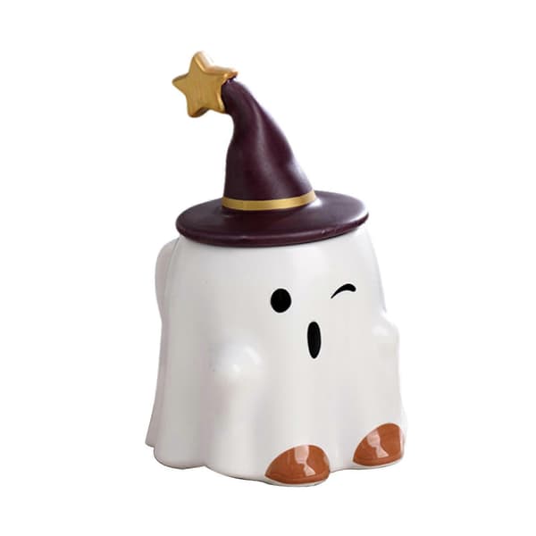 2025 Halloween Kaffemugg Keramisk Mugg med Lock Dryckesvaror 3D Kaffekopp Spökmugg för Blinking Elf