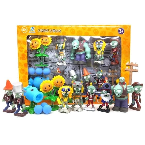 Store ekte Plants vs. Zombies leker 2 komplett sett gutter myk silikon anime figur barnedukker julebursdagsgaver plum