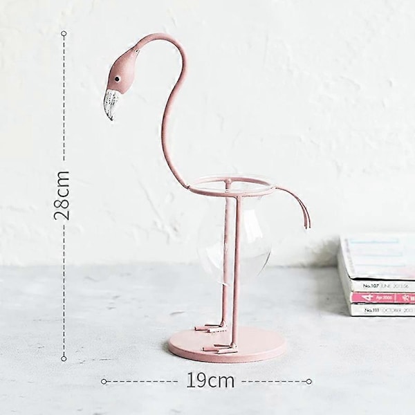 Flamingo Hydroponisk Vas Grön Dill Behållare Dekor för Trädgård Hem Växt Glasflaska Blomma FLAMINGO STANDING