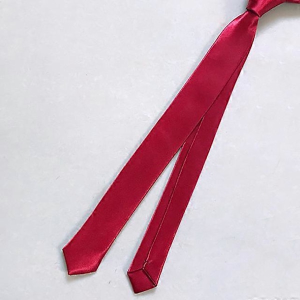 Super Slim Slips 3cm Satin Rød Gul Sort Ensfarvede Slips Håndlavede Mode Herre Tynde Smalle Slips til Bryllupsfest Slips burgundy