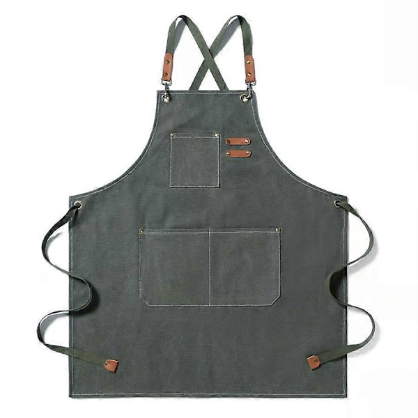 Kestävä Canvas Ristiselkäesiliina 3 Taskulla Miehille ja Naisille green