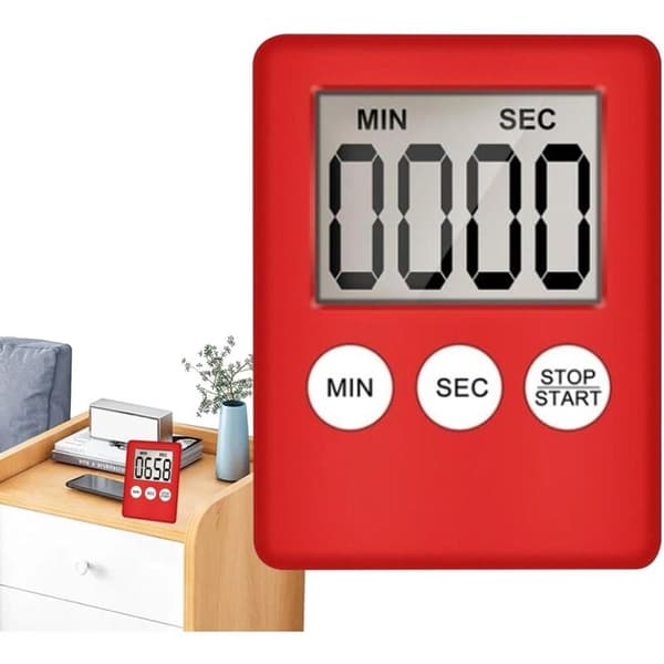 Digital timer - Kökstimer - Magnetiskt stoppur med alarm - Digital timer med hörbart alarm, LCD-skärm nedräkningstimer för kök, studier