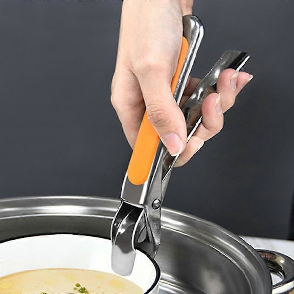 Skålklämma Robust Konstruktion Rostfritt Stål Multifunktionell Tallrik Skålklämma Grytgripare för Hemmet Orange