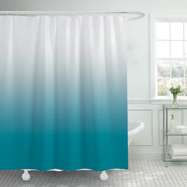 Vandtæt og vaskbart anti-skimmel badeforhæng af polyesterstof, 150 x 180 cm, med badeforhængsringe