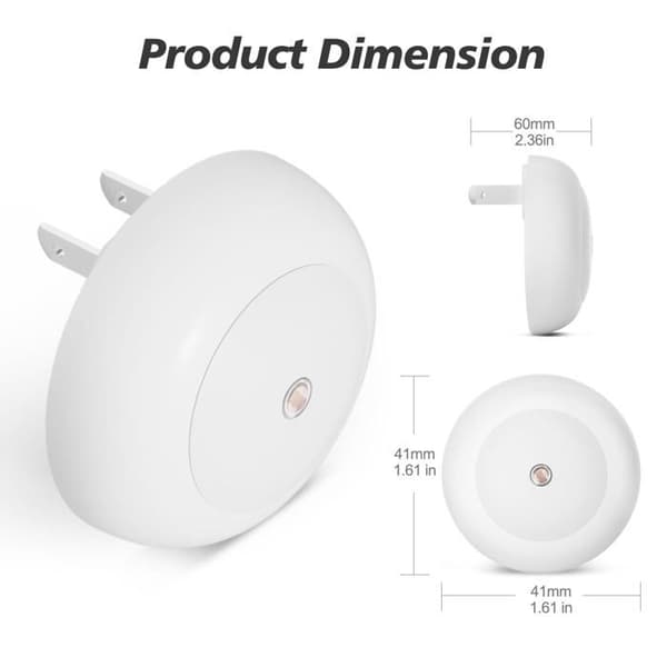 Väggmonterade nattlampor, skymningssensor, 0,5W bärnstensfärgad LED-nattlampa, 2-pack, för vuxna, badrum, hall, kök