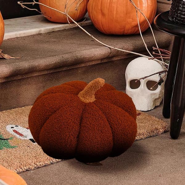 2025 Pumpakudde Halloween Leksak Kudde Stickad Ullstil Pumpa Vardagsrum Soffkudde BW