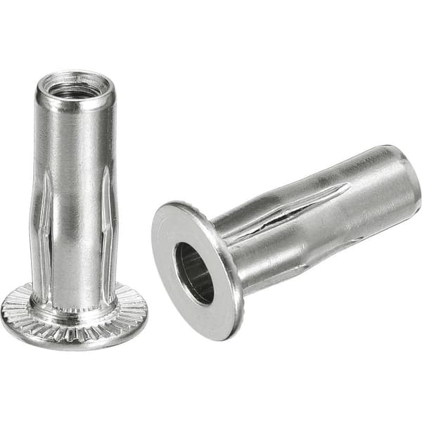 Multi-Grip M8 blindnaglemuttere, 6 stk. forhåndsdomede flathodede gjengede innsatsmuttere i 304 rustfritt stål plussmuttere for industriell konstruksjon
