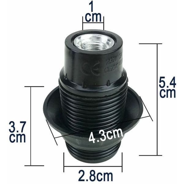 Svart E14 Lamphållare, 4 Delar E14 Sockel, E14 Lampsockel, Solid Lampsockel, Svart Sockeladapter