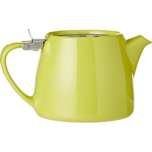 400 ml Citron Grøn Keramisk Tekande med Infuser i Rustfrit Stål, Hængslet Låg, Stabelbar