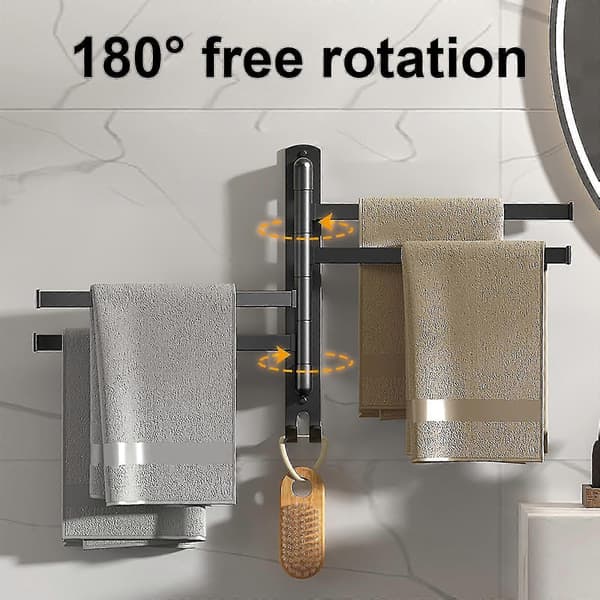 Svängbar Handduksställning 180° Roterande Väggfäste För Badrum White 3 Rods