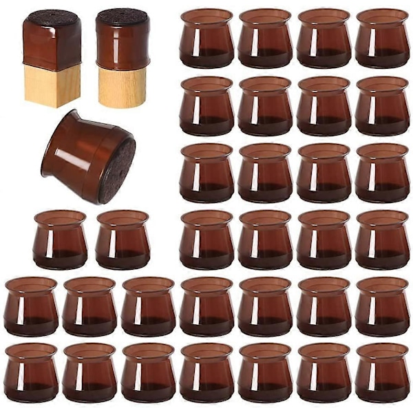 16 st Silikon Stolsbensskydd för Golv, Skyddande Hättor för Pallben 20-30mm Brown 20-30mm