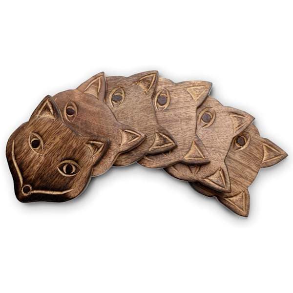 Sett med 6 coasters med holdere - Håndlagde tre coasters for kaffe, te, krus, kopp, vinglass (rev design)