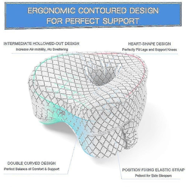 Hjärtformad Ortopedisk Sov Kudde För Ben Kilkudde Med Knästöd Ischiasdynor Kroppskudde Banmo White with strap
