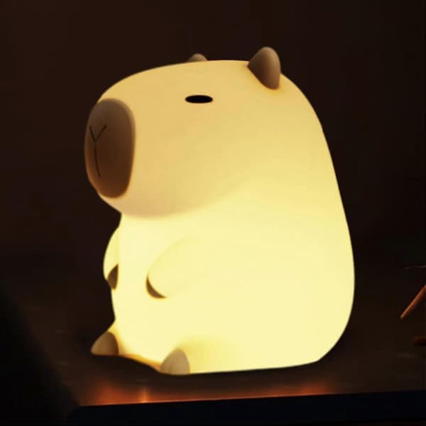Capybara Natlamper til børneværelset, Bærbare USB-genopladelige 3D-dyrelamper, Søde tegneserie Touch Control Silikone Sengelampe