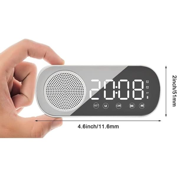 Digital LED-klokke med FM-radio og Bluetooth-høyttaler, 3 lysstyrkenivåer, dimmefunksjon, slumrefunksjon for dekorasjon