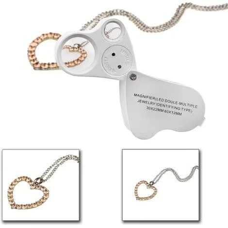 LED-belyst juvelerarlupp, dubbelfokusförstorare, 60X, 12MM och 30X, 22MM
