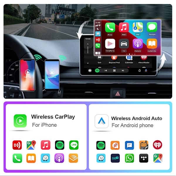 Trådløs CarPlay & Android Auto Adapter 2025 – Enkel Plug & Play, Rask Tilkobling, Passer iPhone & Android