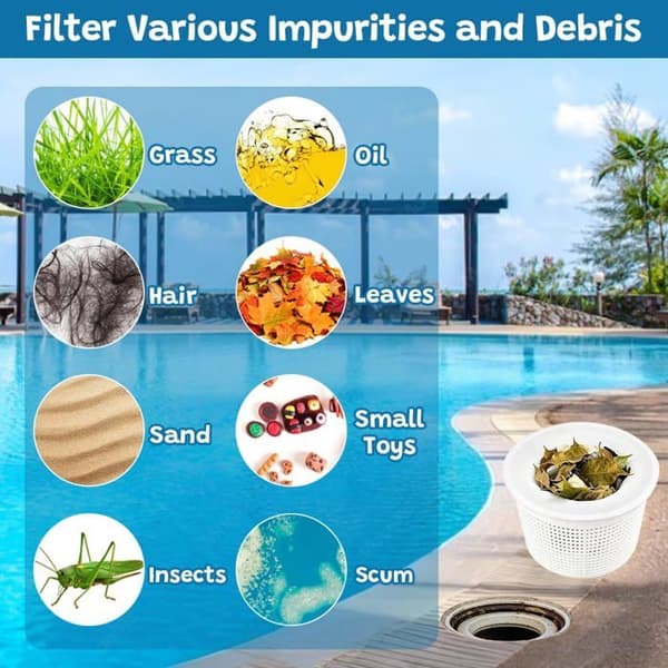 Pool Skimmer Sokker 20 stk, Genanvendelige Pool Filter Sokker, Skimmernet til Pool til Affald og Snavs