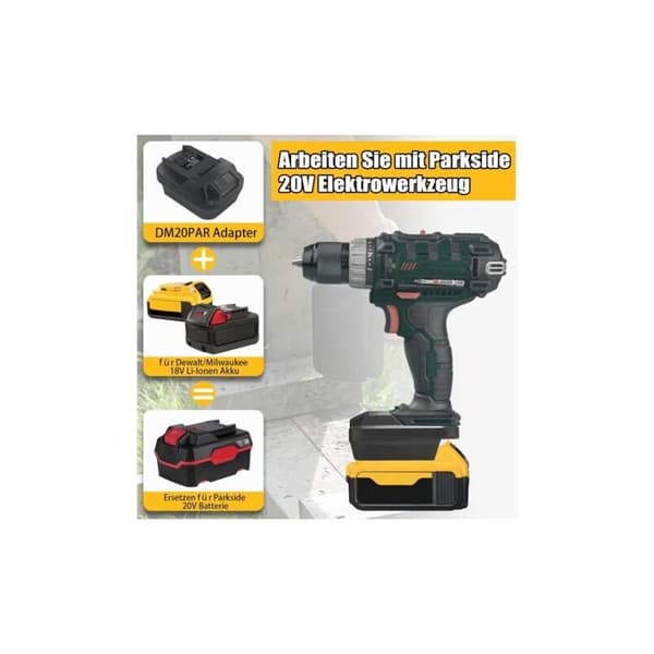 Batteriadapter til Milwaukee 18V M18 batterier til Parkside elværktøj, batteriadapter til Dewalt 20V batterier til Parkside værktøj