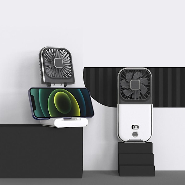 Bærbar Genopladelig Mini Ventilator Håndholdte Vifter Foldbare Vifter Bærbar Håndholdt Ventilator Black and White