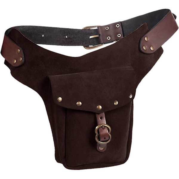 Vintage Medeltida Midjeväska Läder Sport Ridning Höft Fanny Midjeväska Dam Läder (Kaffe, One Size)