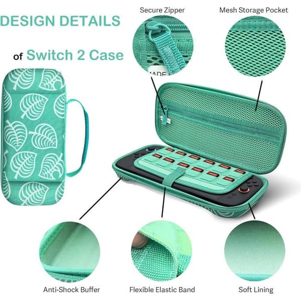 Fodral för Nintendo Switch 2, skyddande väska med plats för 12 spelkassetter, resefodral för Switch 2-konsol