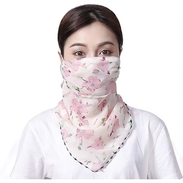 Återanvändbar tygbandana med öronögla, halsduk, skydd mot damm, ansiktsskydd, solskydd för utomhusbruk (Peach)