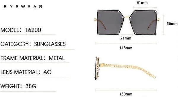 Solglasögon Dam Metall Nitar Solglasögon Dam Lyx Personlighet Stor Båge Oversized (Guldram gradient grå grön)