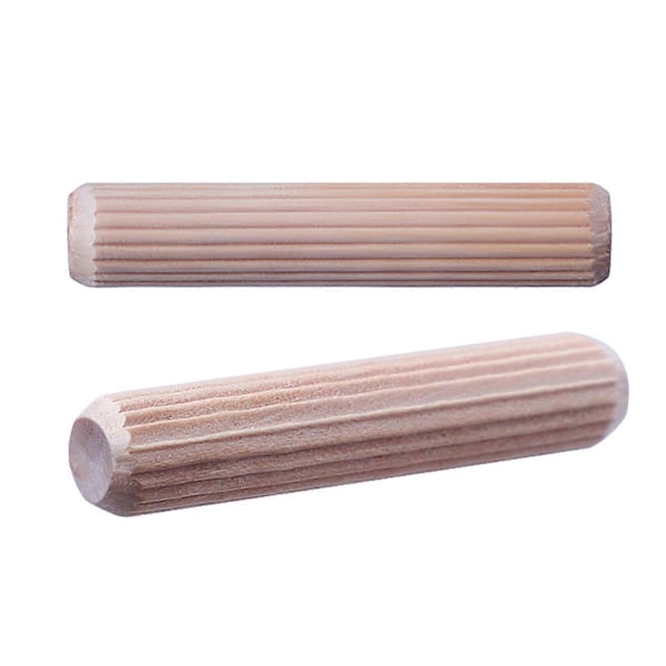 100 stk. 6/8/10 mm Tredybler Rillede Solid Konstruksjon Trebearbeiding Massivt Tre Fasfasede Runde Sporede Plugger for Håndverk Mengxi 10mm