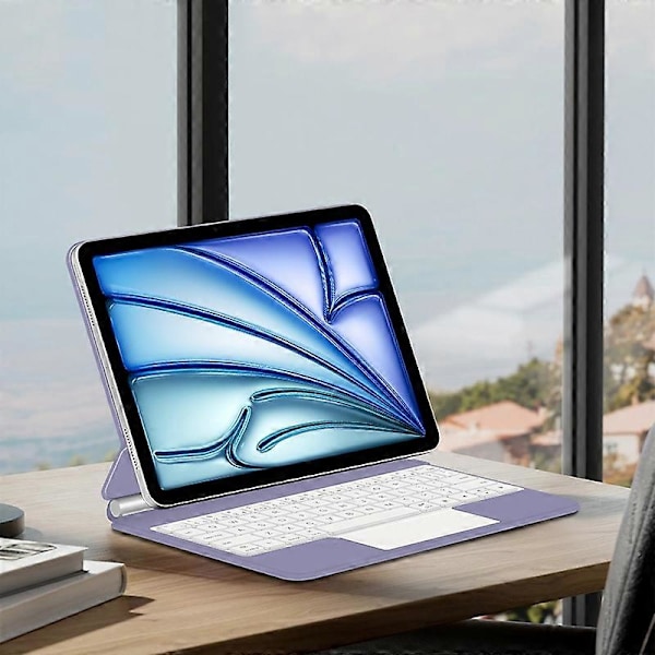 Bluetooth Tastatur Magnetisk Suspension PC+PU Læder Tablet Etui til iPad Air 11 (2024) (M2) - Lilla Multicolor Purple