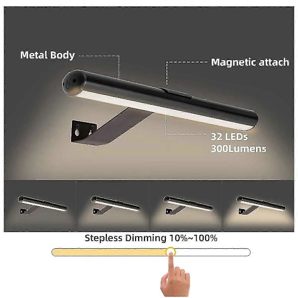 Trådløs vegglampe med fjernkontroll LED-maleri-bildelys USB-oppladbar batteridrevet leselampe Enkel montering for stue Golden 4000 mAh