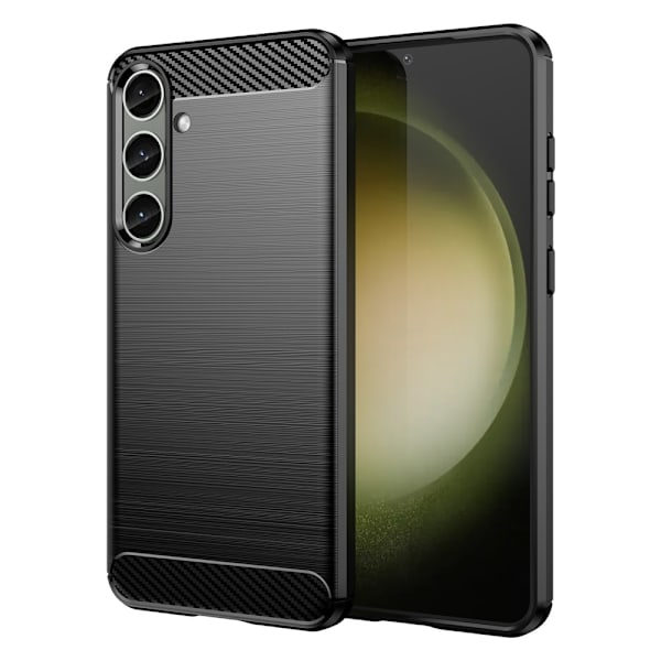 Samsung Galaxy S25 Plus / S24 Plus -kotelo, harjattu teräskuvio, musta