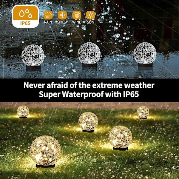 SDIGV Aurinkopallovalot Ulkokäyttöön Vedenpitävät - Aurinkopallot Puutarhaan - Halkeillut Lasipallo Aurinkovalot Ulkokäyttöön - Aurinkopallot Ulos - Ulkokoristeet Warm White4