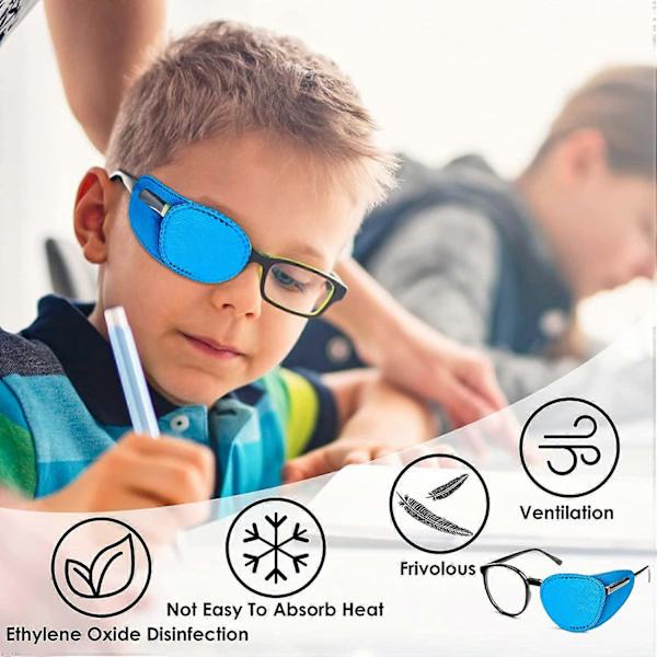 6 kpl Silmälappuja lapsille, Erittäin pehmeä silmälappu laseille, Lääketieteelliset silmälaput Amblyopia Strabismus -silmälapun hoitoon Blue L