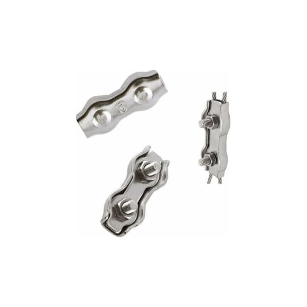 Kabelklemmer, 3 mm stålkabelklemmer, 12 stk., duplex kabelklemmer, 304 rustfrit stål kabelclips, kabelgreb til 2 mm metalkabler,