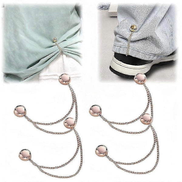 4 stk. Multifunksjonelle Magnetiske Klesklyper, Sterkeste Magnetiske Knapper, Flerbruks Magnetisk Brosje uten Nåler for Kvinner Rose Gold