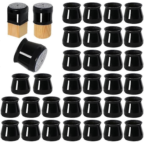 16 st Silikon Stolsbensskydd för Golv, Skyddande Hättor för Pallben 20-30mm Black 20-30mm