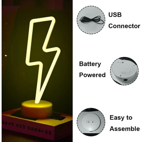 LED-neonskylt, sovrumsdekoration, nattlampa, inomhusbelysning, batteri- och USB-driven (varmvitt ljus)