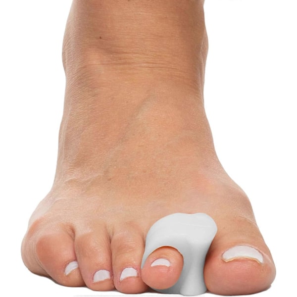 4-pack (Vit) Gel Tåseparerare för överlappande tår, Hallux valgus, Stortåjustering, Korrigerare och Distans