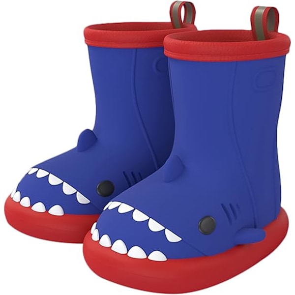 1 par Toddler Regnstövlar Barn Flickor Wellies Söta Mönster Pojkar Wellies EVA Halksäker Vattentät Baby Utomhusskor Red &Blue 17cm