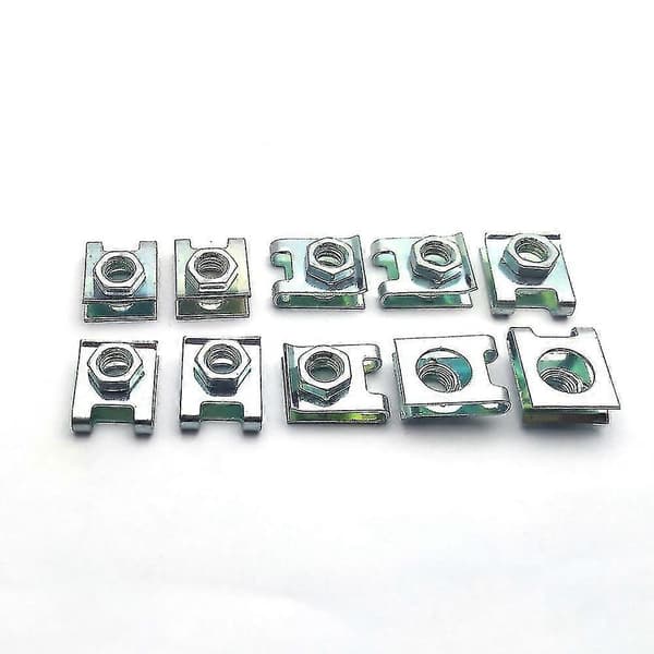 10 st U-formade clips med mutter M6 6mm klämmutter för motorcykel skoter ATV moped